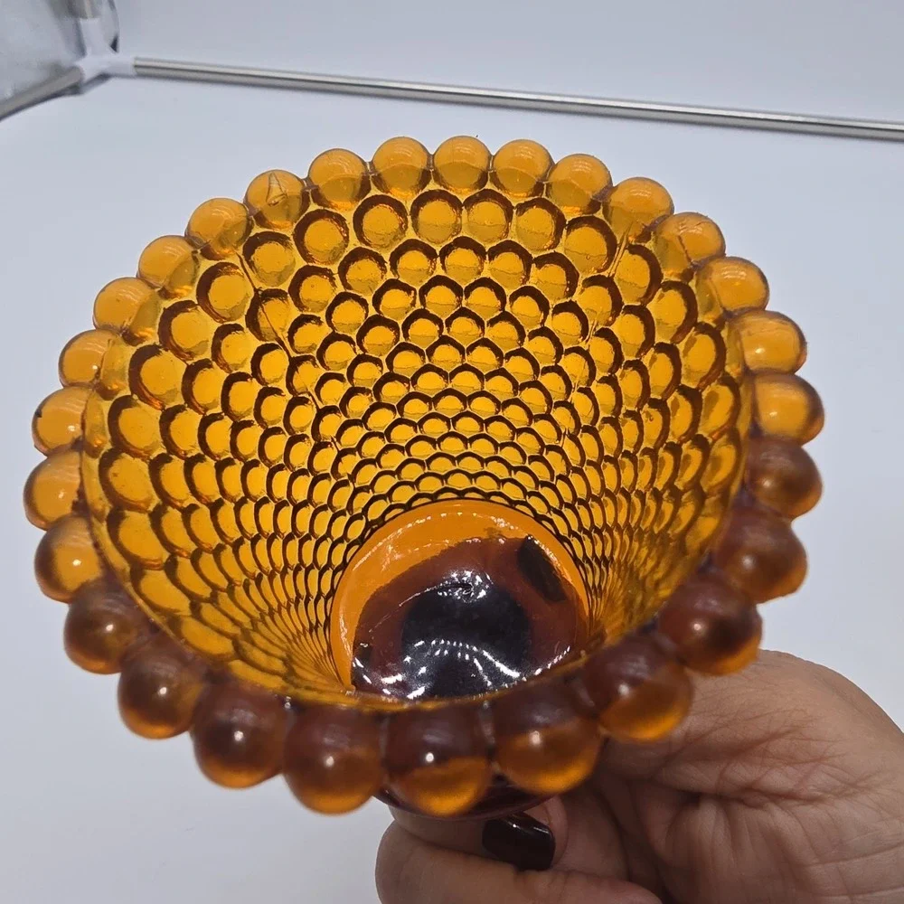 Hobnail Amber‎ Gold Vintage Votive Cup Peg Style Tea Light Candle Holder 3.5